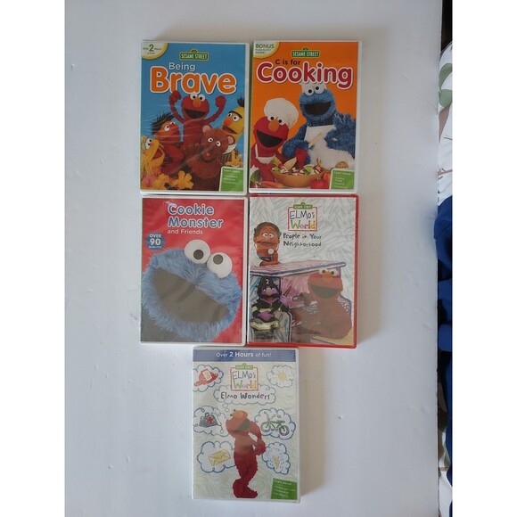 Sesame Street Cookie Monster & Elmo's World DVDs - NEW - Lot Of 5 - Picture 1 of 2